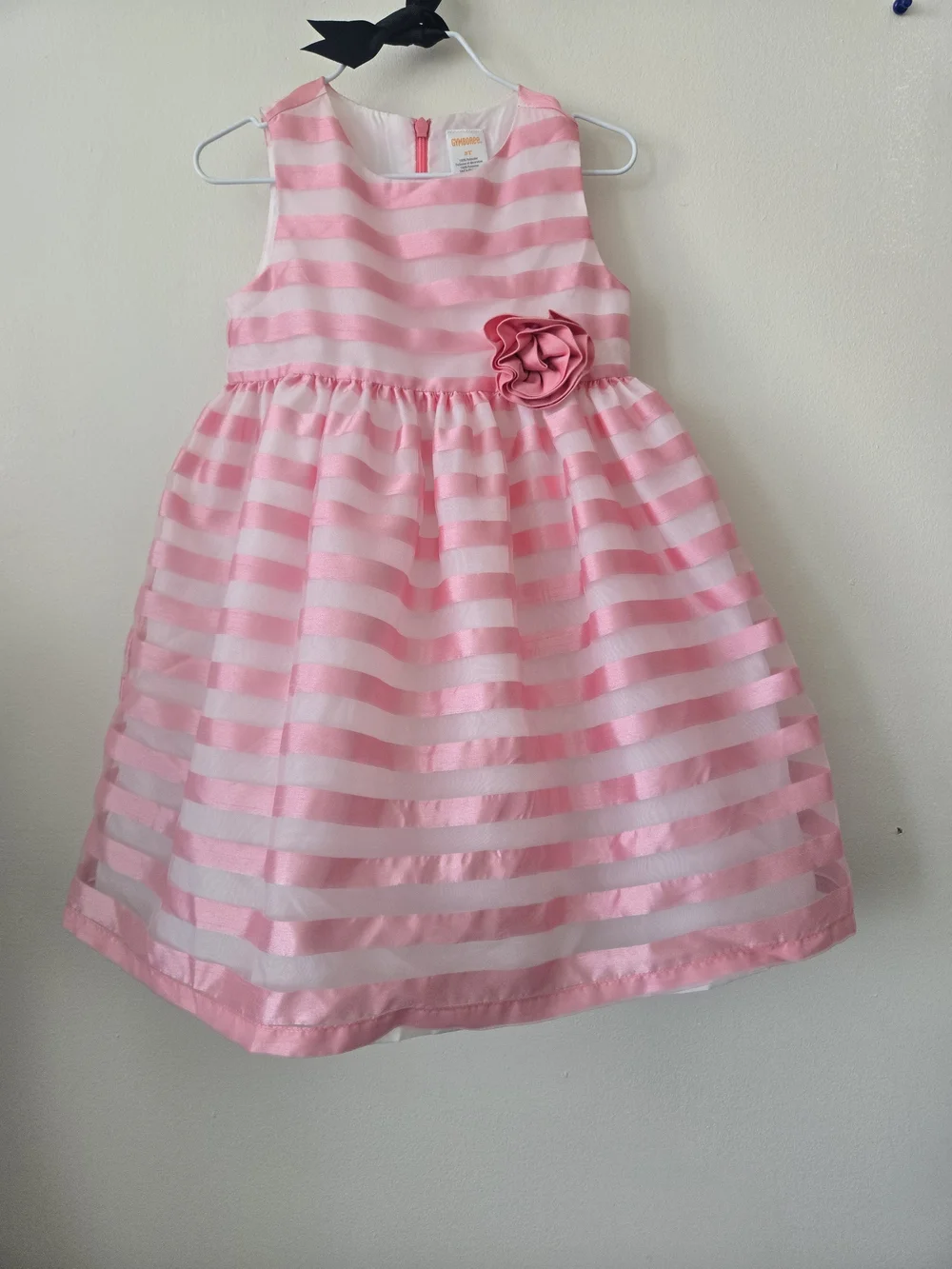 Gymboree Girls Pink Striped Party Dress with Rosette